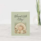 Religious Baby Boy Congratulations, Custom Text  Kaart (Voorkant)