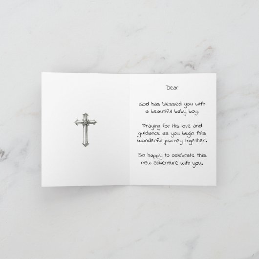 Religious Baby Boy Congratulations, Custom Text  Kaart (Binnen)