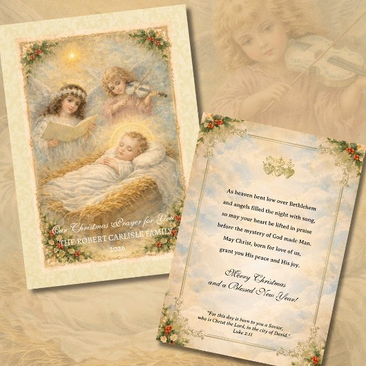 Religious Baby Jesus Angels Scripture  Feestdagenkaart