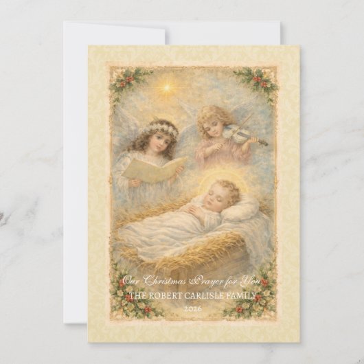 Religious Baby Jesus Angels Scripture Feestdagenkaart (Voorkant)
