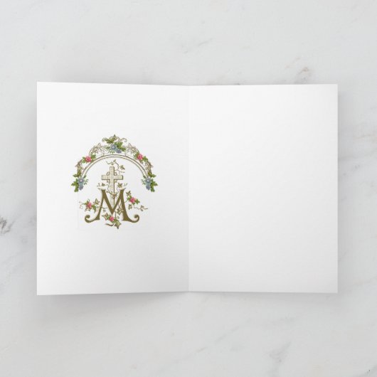 Religious Blessed Virgin Mary Floral  Kaart (Binnen)