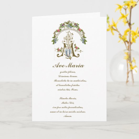 Religious Blessed Virgin Mary Floral  Kaart (Gele Bloem)