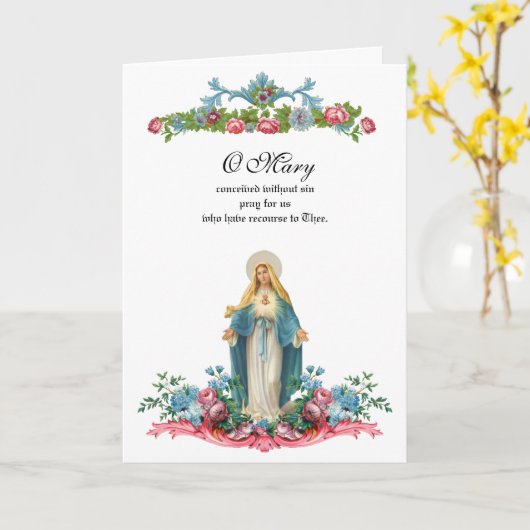 Religious Blessed Virgin Mary Floral  Kaart (Gele Bloem)