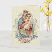 Religious Blessed Virgin Mary Jesus Verjaardag Kaa Kaart (Gele Bloem)