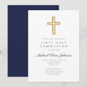 Religious Blue Boy First Communion Kaart (Voorkant / Achterkant)