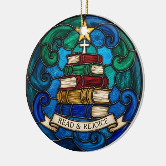 Religious Books Bible Cross  Keramisch Ornament (Links)