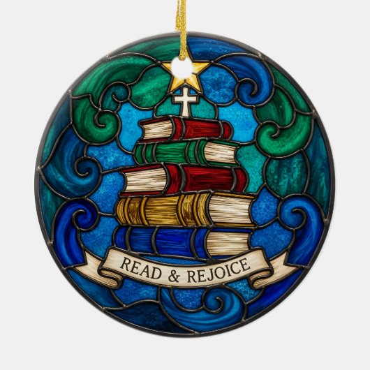 Religious Books Bible Cross  Keramisch Ornament (Achterkant)