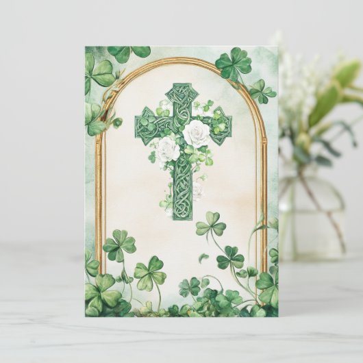 Religious Catholic Irish Celtic Cross Condolence  Bedankkaart (Staand voorkant)