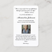 Religious Catholic Prayer Virgin MaryBusiness Kaar Visitekaartje (Achterkant)