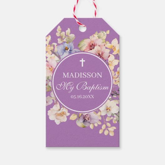 Religious Celebration Floral Orchids purple Cadeaulabel (Voorkant)
