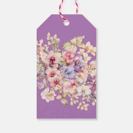Religious Celebration Floral Orchids purple Cadeaulabel (Achterkant)
