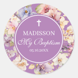 Religious Celebration Floral Orchids purple Ronde Sticker