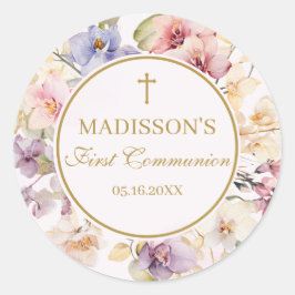 Religious Celebration Floral Orchids  Ronde Sticker