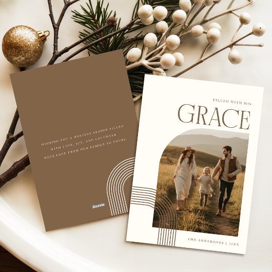 Religious Christian Family Arch Photo Christmas Feestdagenkaart