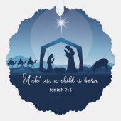 Religious Christmas Bible Verse Nativity Scene Ornament Kaart (Voorkant)