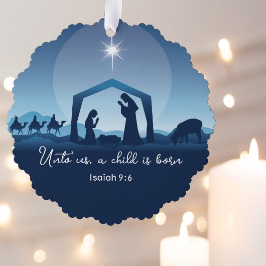 Religious Christmas Bible Verse Nativity Scene Ornament Kaart