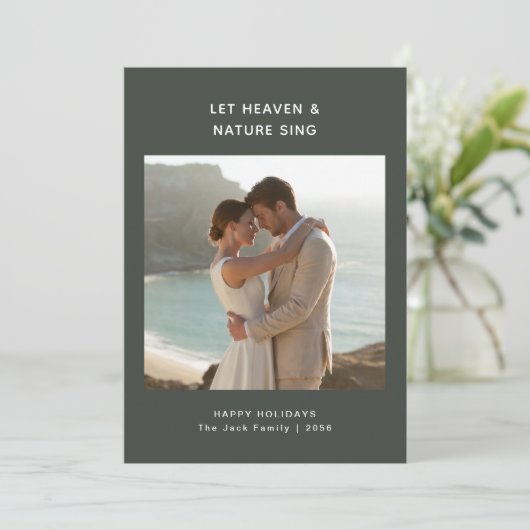 Religious Christmas | Dark Dusky Nelywed Photo Feestdagenkaart (Staand voorkant)