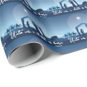 Religious Christmas Nativity Scene Blue Cadeaupapier (Rol Hoek)