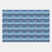 Religious Christmas Nativity Scene Blue Inpakpapier Vel (Voorkant 3)