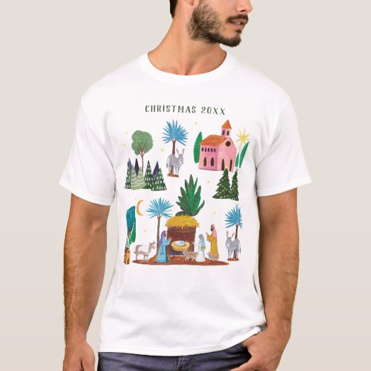 Religious Christmas Nativity Scene T-Shirt (Voorkant)