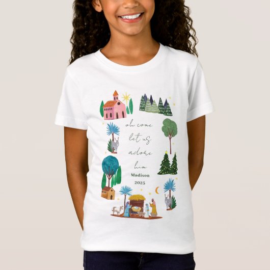 Religious Christmas Nativity Scene  T-shirt (Voorkant)