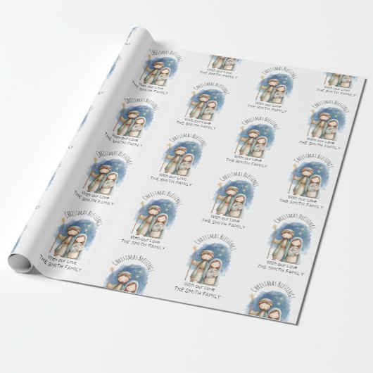 Religious Christmas Wrapping Paper - Nativity Cadeaupapier (Uitgerold)