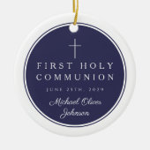 Religious Cross Boy First Communion Photo Keramisch Ornament (Voorkant)