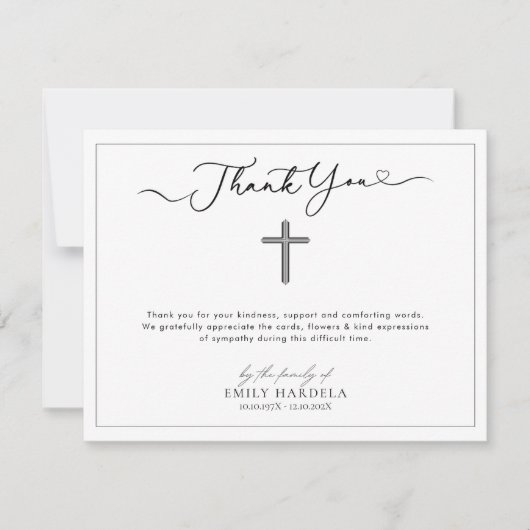 Religious Cross Funeral Thank You Card Bedankkaart (Voorkant)