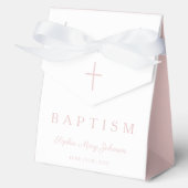 Religious Cross Pink Script Girl Baptism Bedankdoosjes (Voorkant)