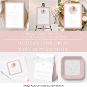 Religious Cross Pink Script Girl Baptism Bedankdoosjes