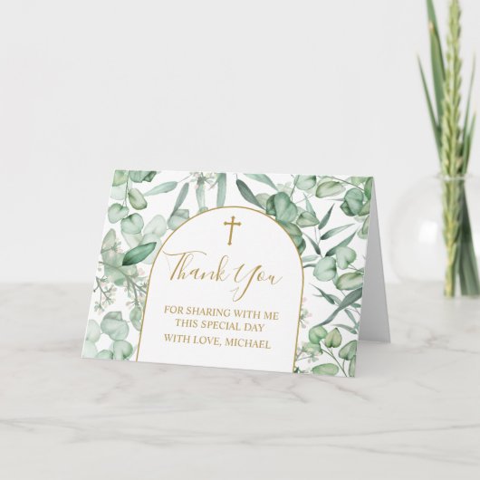 Religious Eucalyptus greenery Thank you card Bedankkaart (Voorkant)