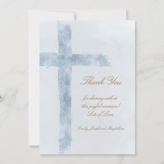 religious event blue cross thank you Card Kaart (Voorkant)