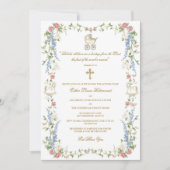 Religious Floral Baby shower Invitation Kaart (Voorkant)