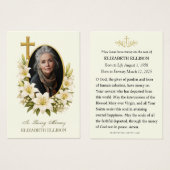 Religious Funeral Memorial Photo Prayer  Visitekaartje (Voorkant /achterkant)