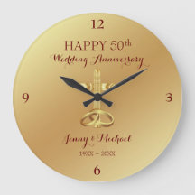 Religious Gold Cross Anniversary Large Clock