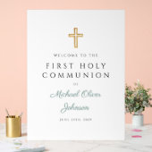 Religious Green Boy First Communion Welcome Acryl Bord (Huwelijk)