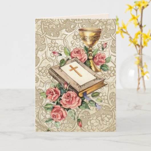 Religious Happy Birthday Chalice Bible  Kaart (Gele Bloem)