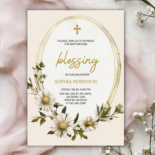 Religious invitation card with floral design kaart