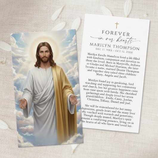Religious Jesus Remembrance Funeral Prayer Card Visitekaartje