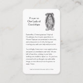 Religious Lady of Guadalupe Catholic Holy Prayer Plaatskaartje (Achterkant)