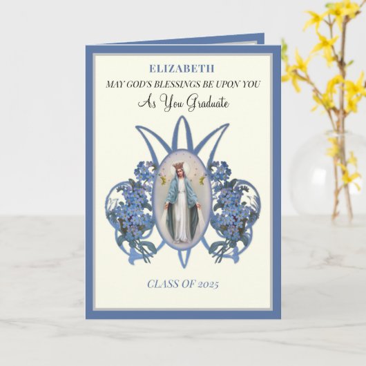 Religious Mary Floral Afstuderen Kaart (Gele Bloem)