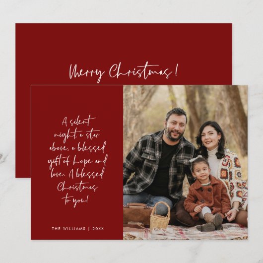 Religious, Merry Christmas, Christian Family Photo Feestdagenkaart (Voorkant / Achterkant)