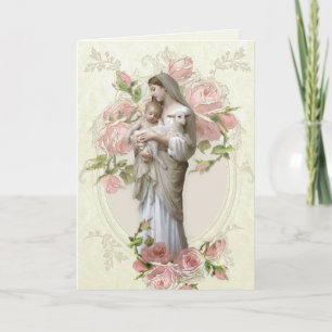 Religious Moederdag Gebenedijde Maagd Maria Vintag Kaart