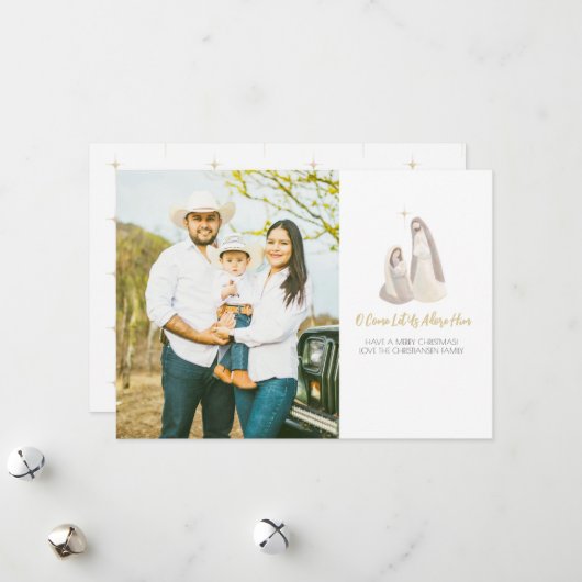 Religious Nativity 1 Photo Christmas Card Feestdagenkaart (Voorkant / Achterkant in situ)