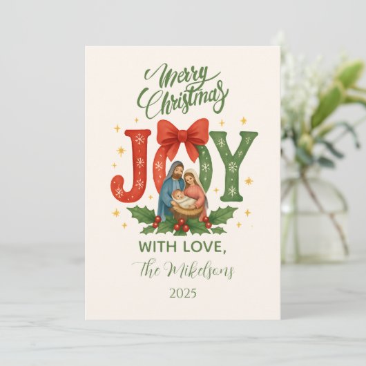 Religious Nativity Christmas Feestdagenkaart (Staand voorkant)