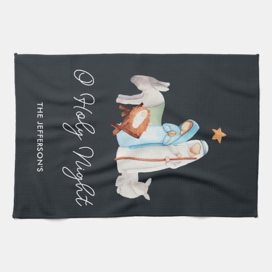 Religious Nativity Manger Christmas Theedoek (Horizontaal)