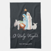 Religious Nativity Manger Christmas Theedoek (Verticaal)