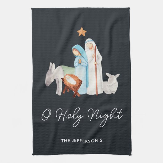 Religious Nativity Manger Christmas Theedoek (Verticaal)