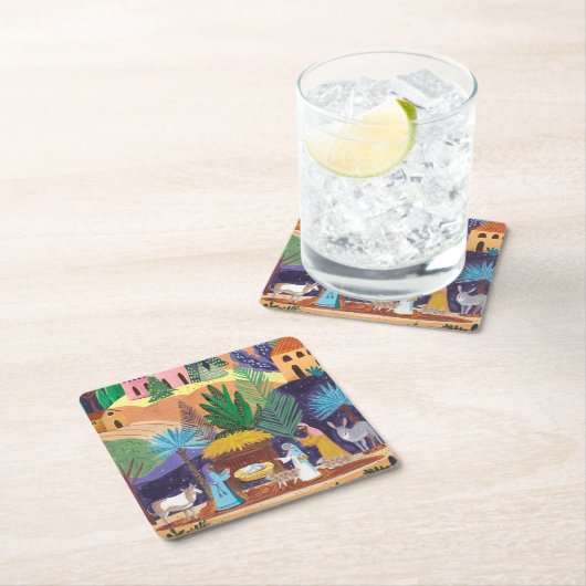 Religious Nativity Scene Glory to God Christmas Kartonnen Onderzetters (Insitu)