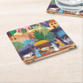 Religious Nativity Scene Glory to God Christmas Kartonnen Onderzetters (Schuin)